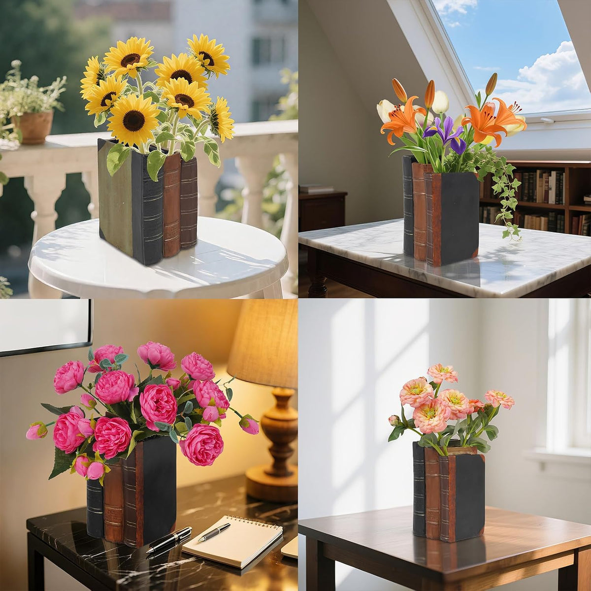 Guichifun Book Shaped Decorative Vase for Flowers