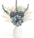 Mkono Fake Flowers in Ceramic Vase, 12.5" Coffee Table Centerpieces, Blue