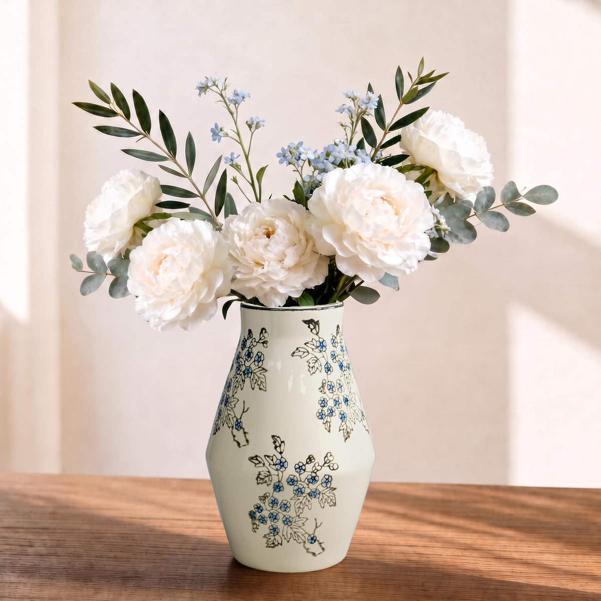 Rustic Farmhouse Ceramic Vase, 10 Inch
