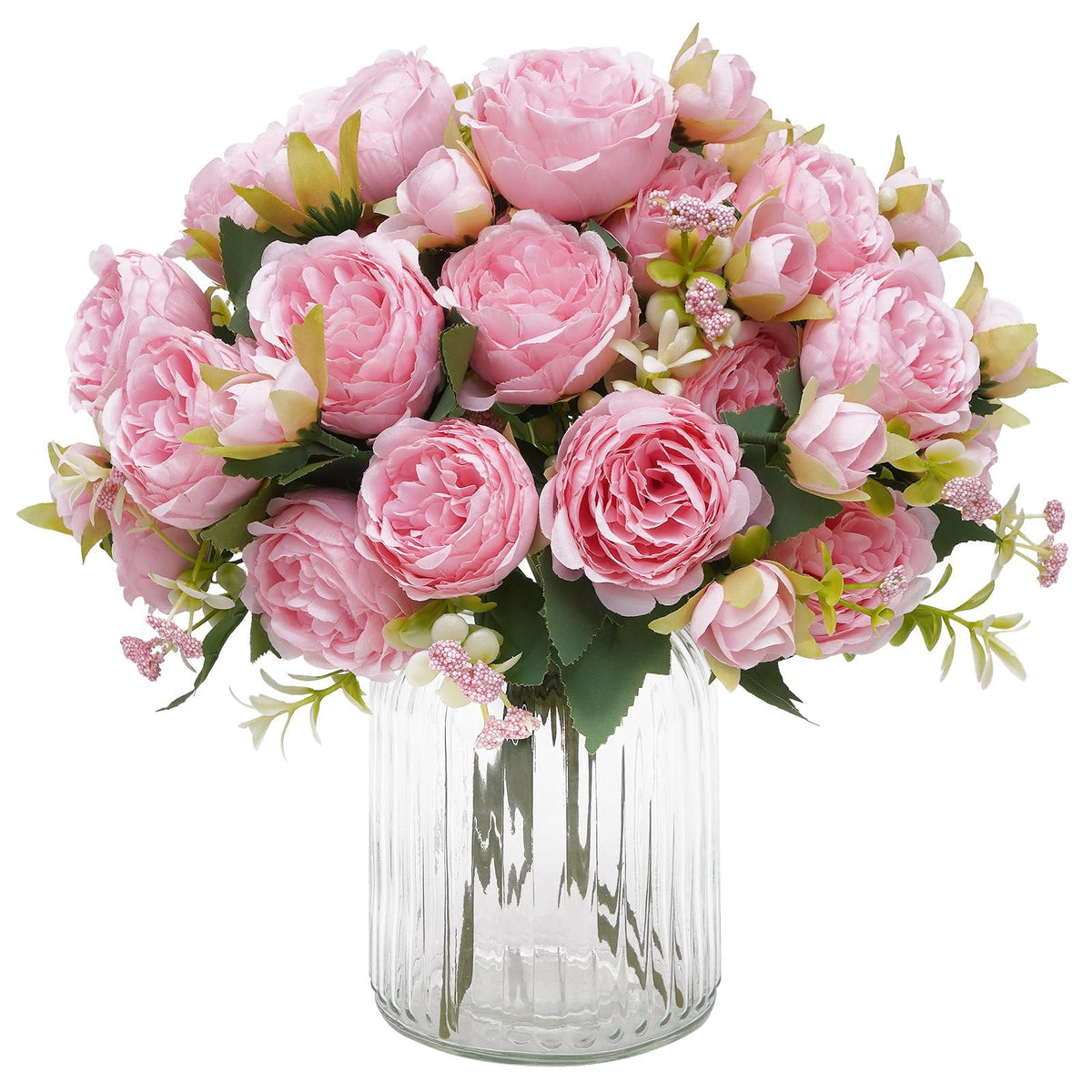 4 Packs Peonies Artificial Flowers, Pinkish-Purple Silk Artificial Peonies