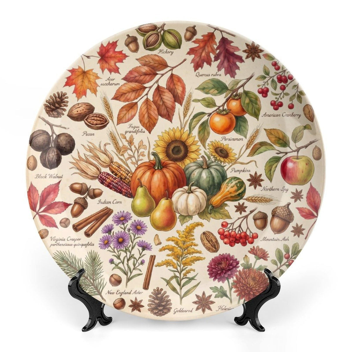 Decorative Plates 8" Fall Decor Acorn Wall Plates with Stand