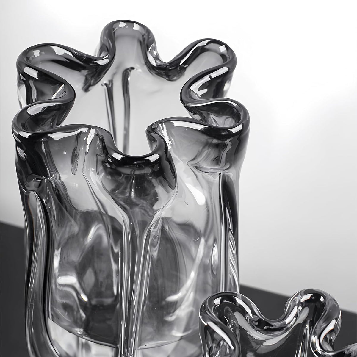 Modern Advanced Grey Black Glass Vase for Flowers, Hand Blown Art Glass Glass vase,Room Decoration and Centerpiece