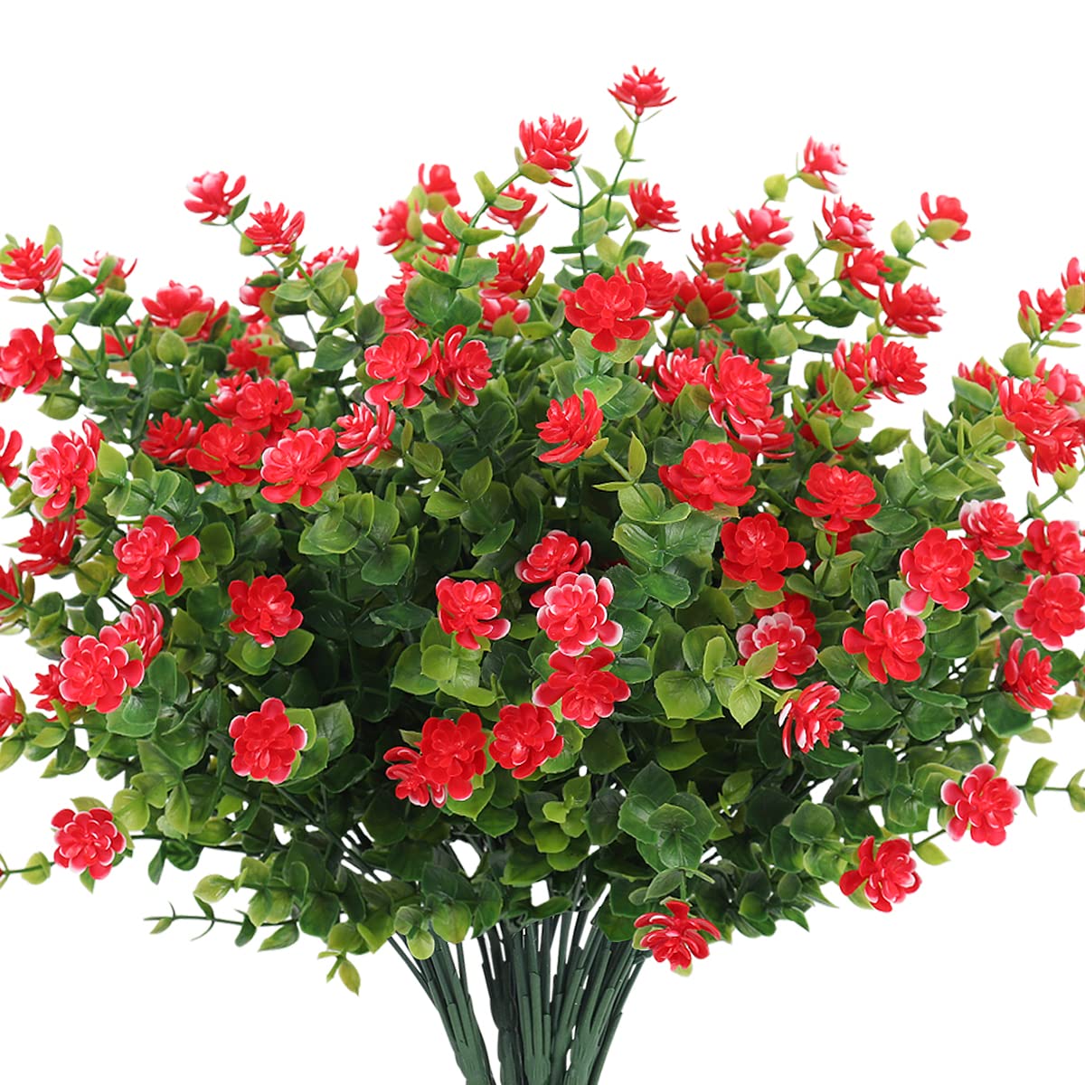 RECUTMS Artificial Flowers,Fake Boxwood Outdoor UV Resistant Plants,8 Packs