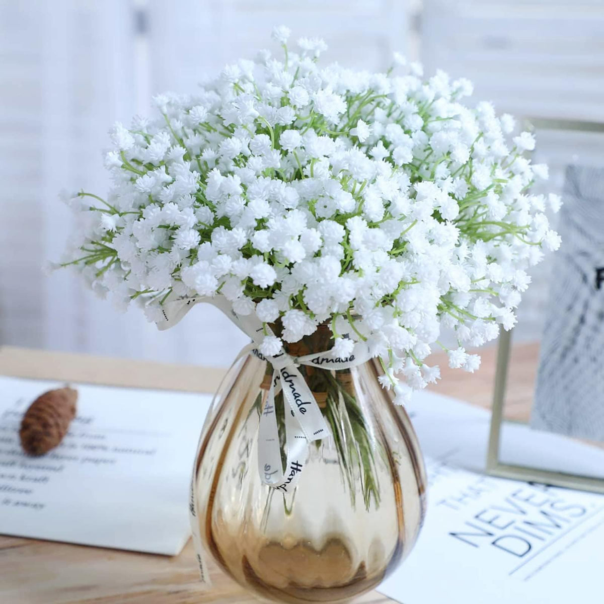 N&T NIETING Baby Breath Flowers Artificial Bulk, 10Pcs, Fall Pink Decor