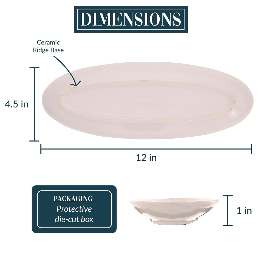 Pavilion - The Best Things in Life Ceramic Tray, Serving Platter, Appetizer Plate, Oval Food Tray, Watercolor Floral/Garden Design, 1 Count, 12 x 4.5 x 1-inch, Multicolor