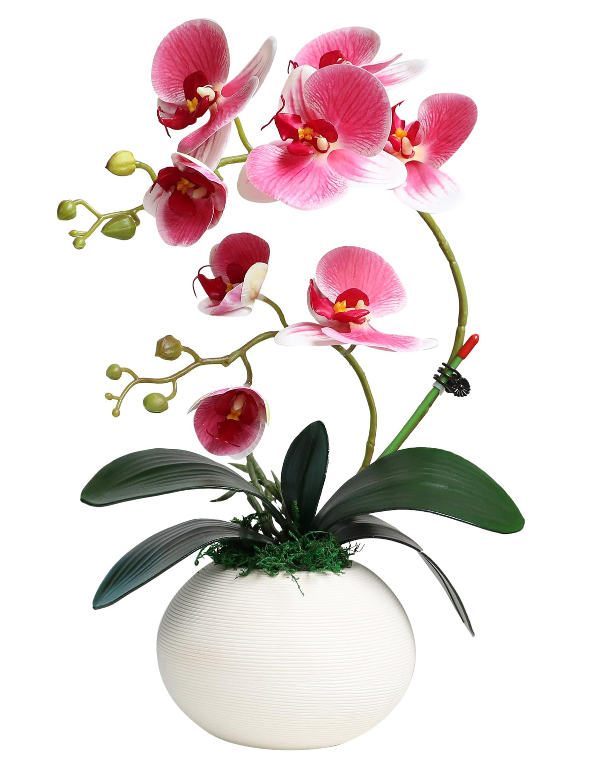 Forlaoers Tall 17" White Real Touch Orchid Artificial Flowers with Vase Fake Orchids Silk Floral for Home Decor Indoor Bathroom Decoration Potted Office Table Top Centerpieces Arrangements