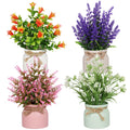 Yoratee 6PCS Artificial Flowers Pot Small Fake Plants with Mini Potted Plants for Home Office Tabletop Centerpiece Decoration