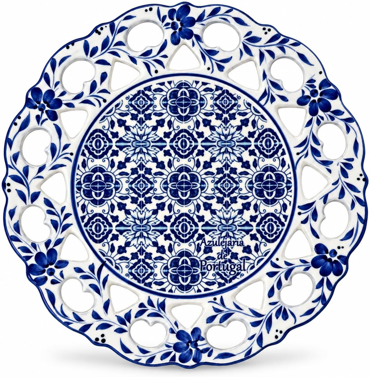 Traditional Portuguese Multicolor Floral and Tile 9.5" Decorative Plate