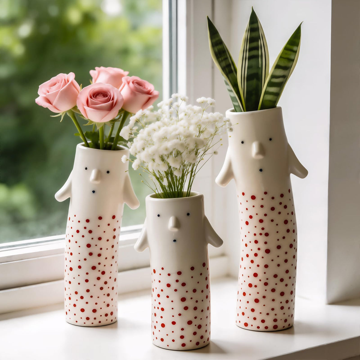 MOUGIGI Ceramic Dice Vase-Unique Decor for Dried Flowers,Rose,Pampas Grass