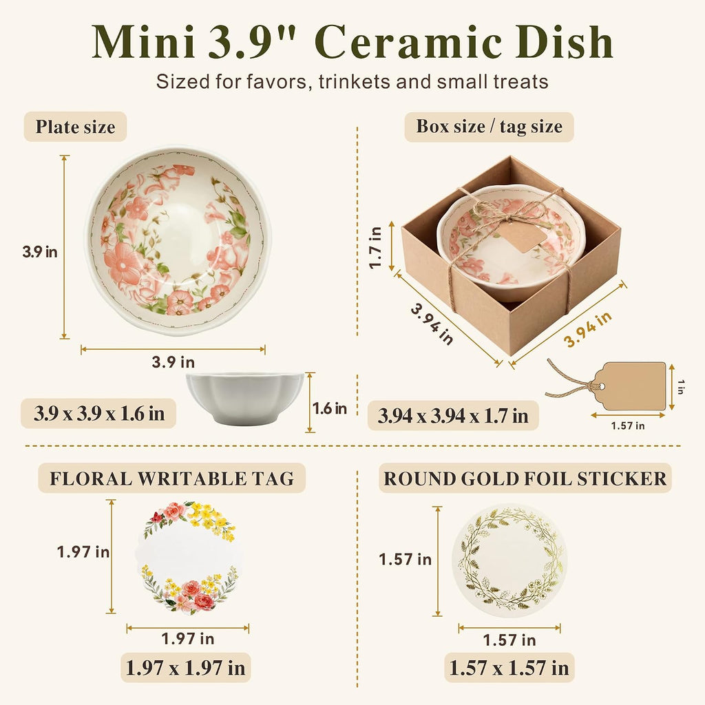 bridal shower gifts for guests 10 Pack Mini Floral Ceramic Dishes 3.9 Inch