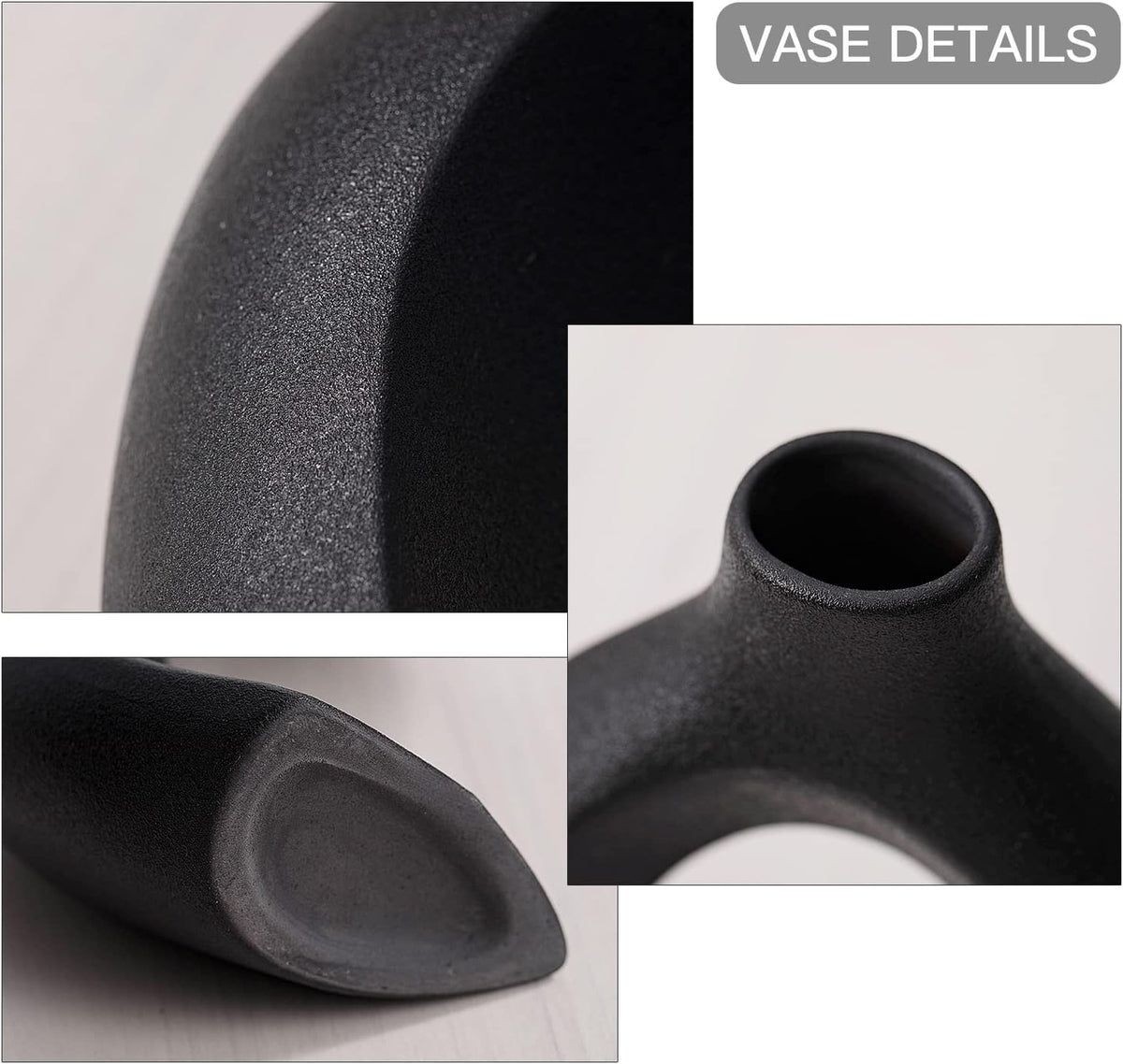 Levvohd Snuggle Hollow Ceramic Vase Set of 2 Minimalist Home Table Decor