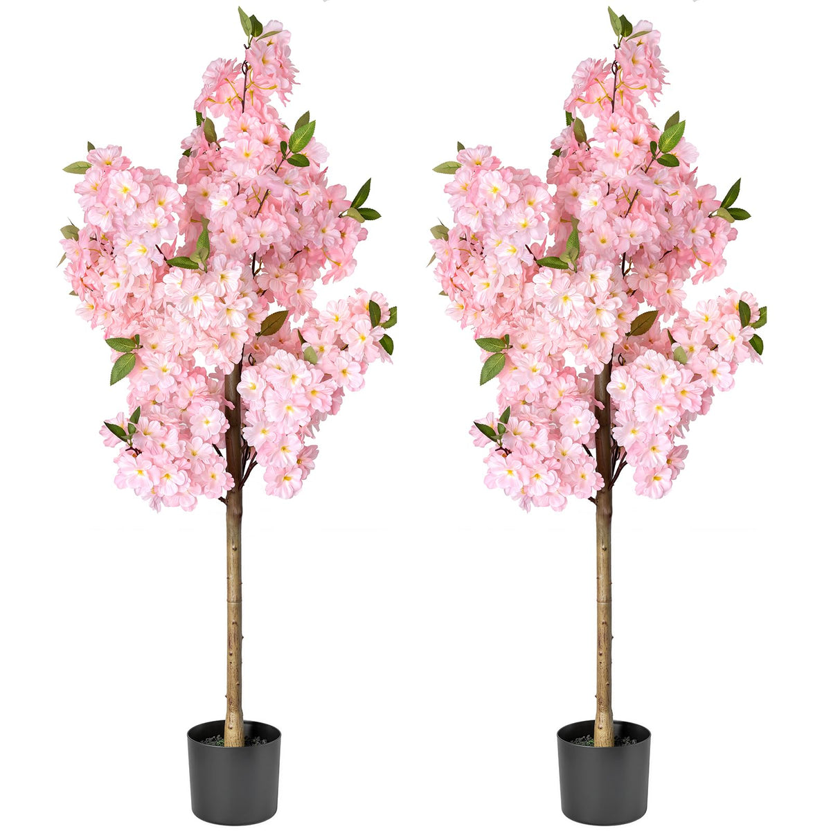 Cherry Blossom Tree 4FT Artificial Plants Indoor - Reinforced Spiral Connection Base & Anti-Shedding Silk Sakura Flowers, Faux Pink Tree for Living Room Home Office Bedroom Decor