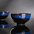 Kintsugi Bowl with 24K Gold, Handmade Blue Ceramic Wabi Sabi