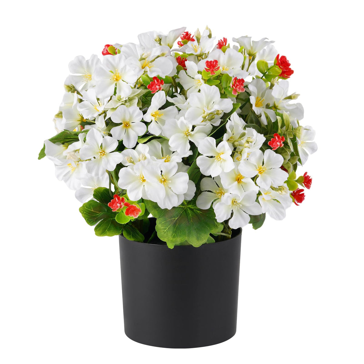 15'' Fake Plants Artificial Geranium Flower in Pot Fall Décor(Orange)