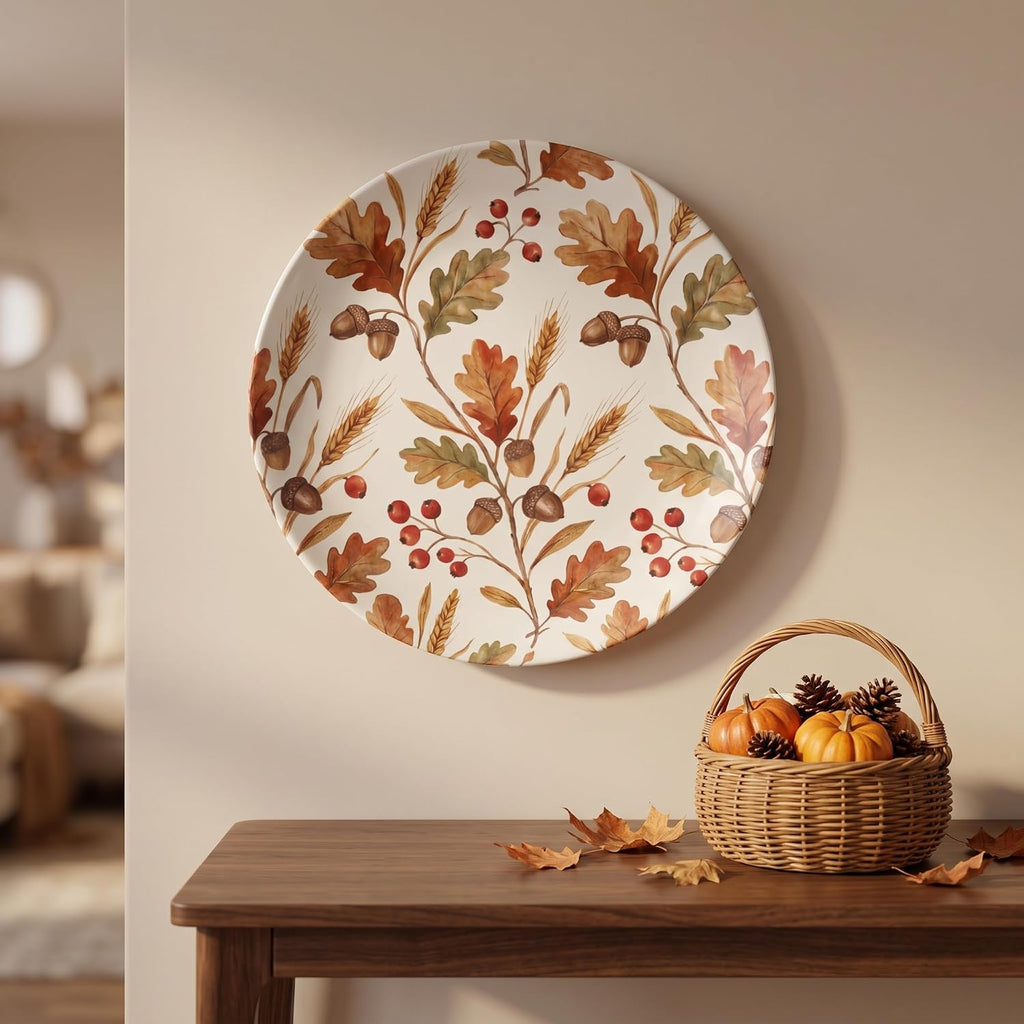 Decorative Plates 8" Fall Decor Acorn Wall Plates with Stand