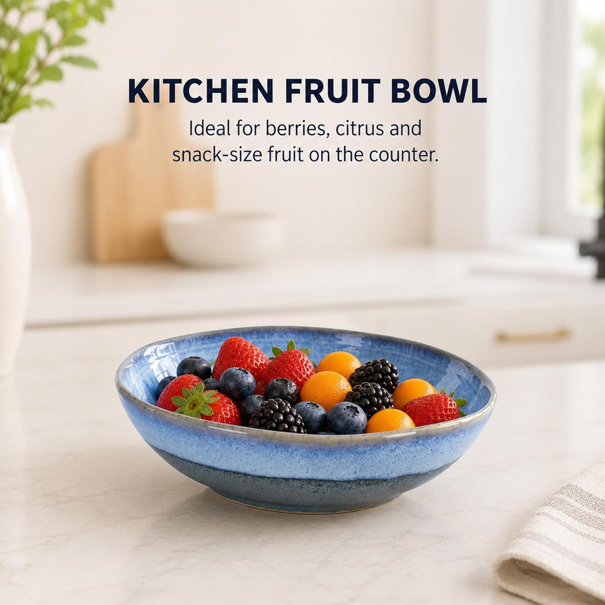 orenm 7.9" Ceramic Decorative Bowl,Glazed Bowls,Accent Dish,Irregular Rim Candy Plate,Berry Bowl, Catch All Bowl Key Dish for Entryway Table Shelf Mantel