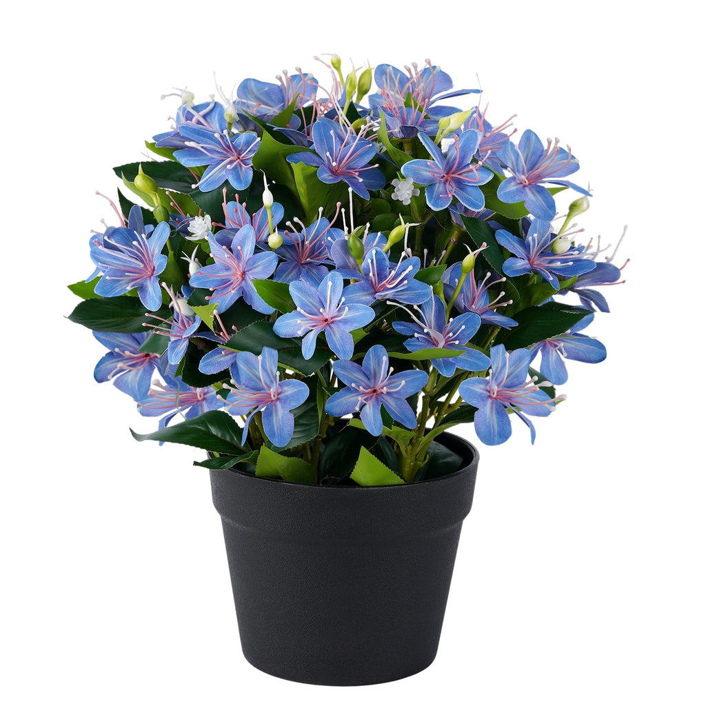 14'' Fake Plants Artificial Lily Flowers in Pot for Home Décor(White)