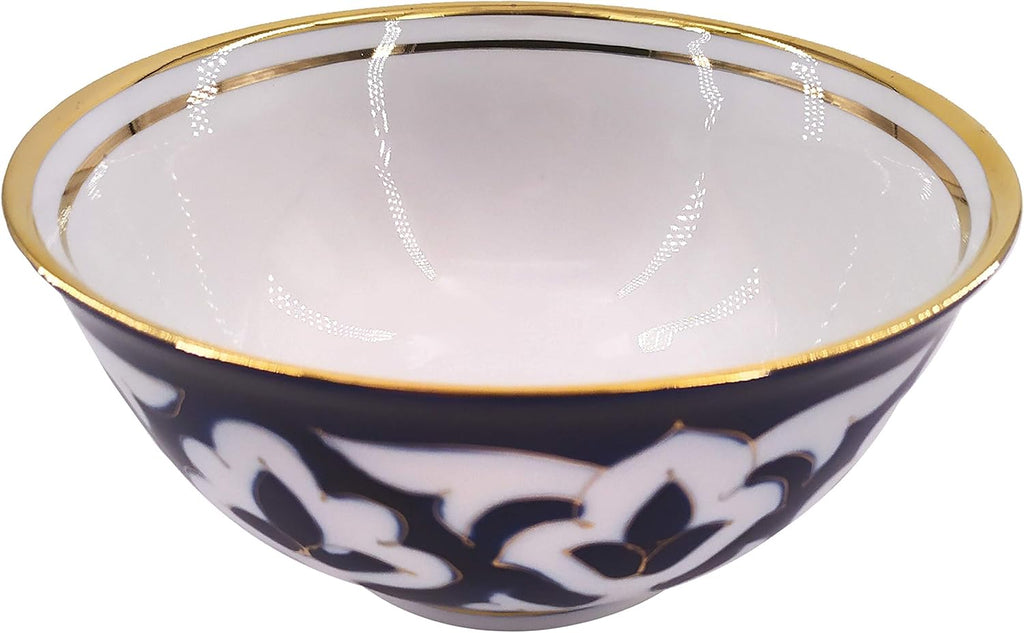 Popular Blue Uzbek Cotton Pattern Pakhta Ceramic Bowl 500 ml (16.9 oz) Uzbekistan Ceramics + Free Popular Uzbek Recipe Ebooks