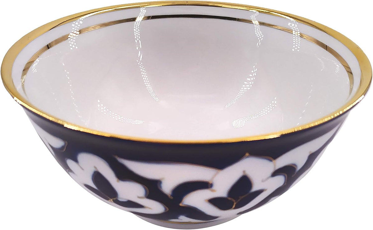 Popular Blue Uzbek Cotton Pattern Pakhta Ceramic Bowl 500 ml (16.9 oz) Uzbekistan Ceramics + Free Popular Uzbek Recipe Ebooks