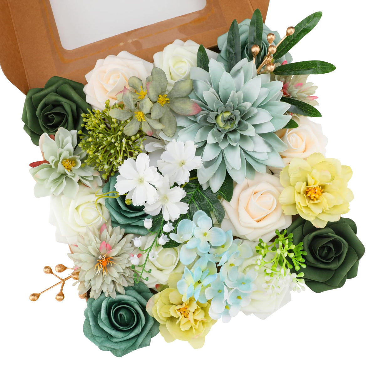 Floweroyal Artificial Flowers Combo Purple Flowers Mix Silk Flowers Dahlia Roses with Stems for DIY Wedding Bridal Bouquets, Baby Shower, Floral Arrangement, Table Centerpieces, Home Decorations.