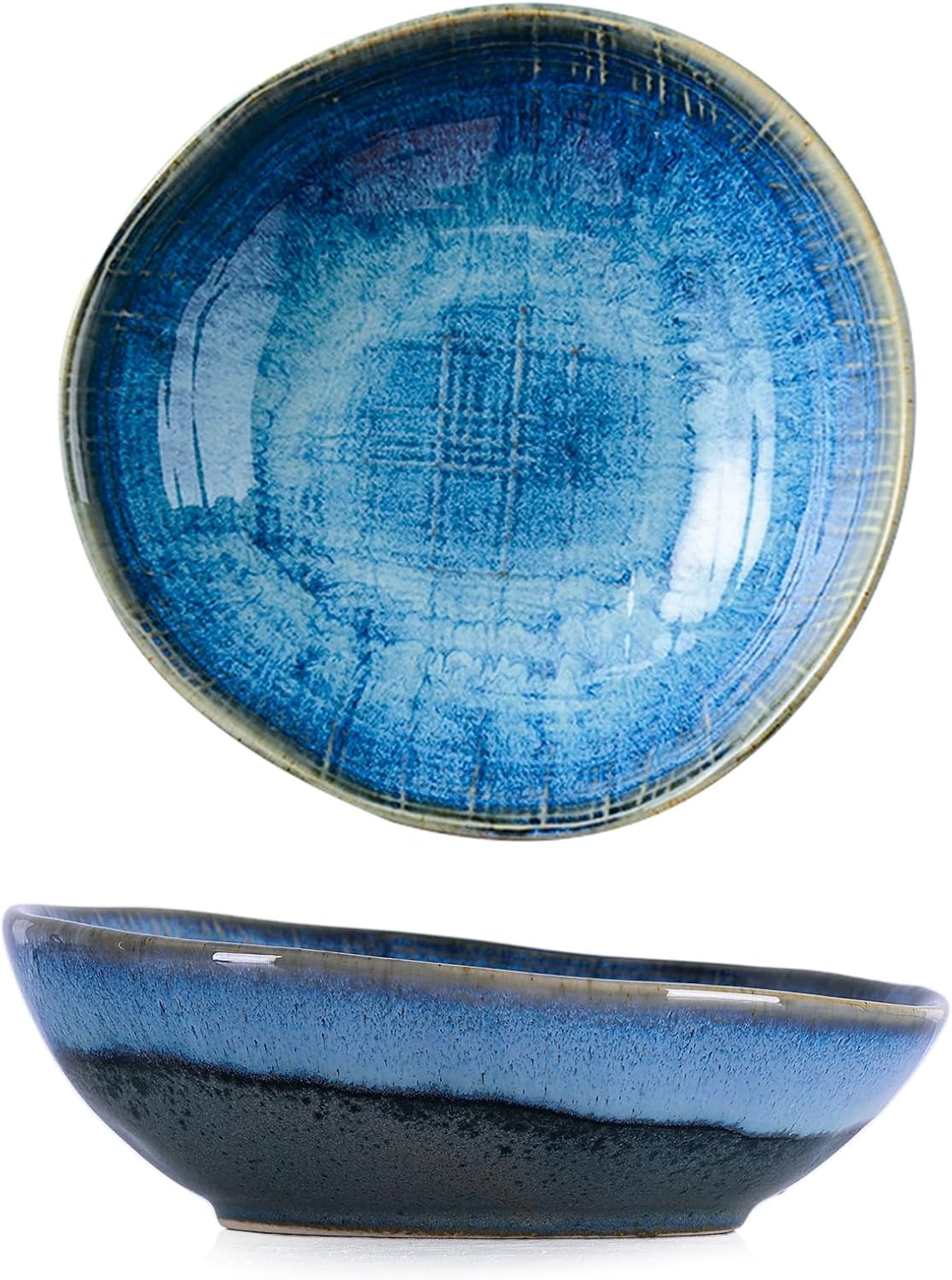 orenm 7.9" Ceramic Decorative Bowl,Glazed Bowls,Accent Dish,Irregular Rim Candy Plate,Berry Bowl, Catch All Bowl Key Dish for Entryway Table Shelf Mantel