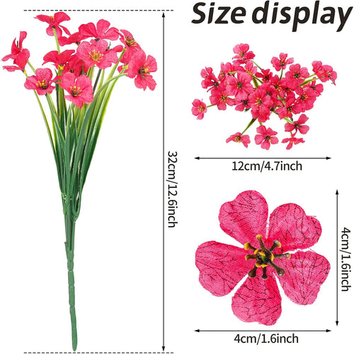24 Bundles Artificial Flowers for Outdoor Indoor Garden Home Decoration, Plastic Flowers Decoration,Artificial Plants for Indoor Outside Garden Home Wedding Farmhouse (Mix 6 Color)
