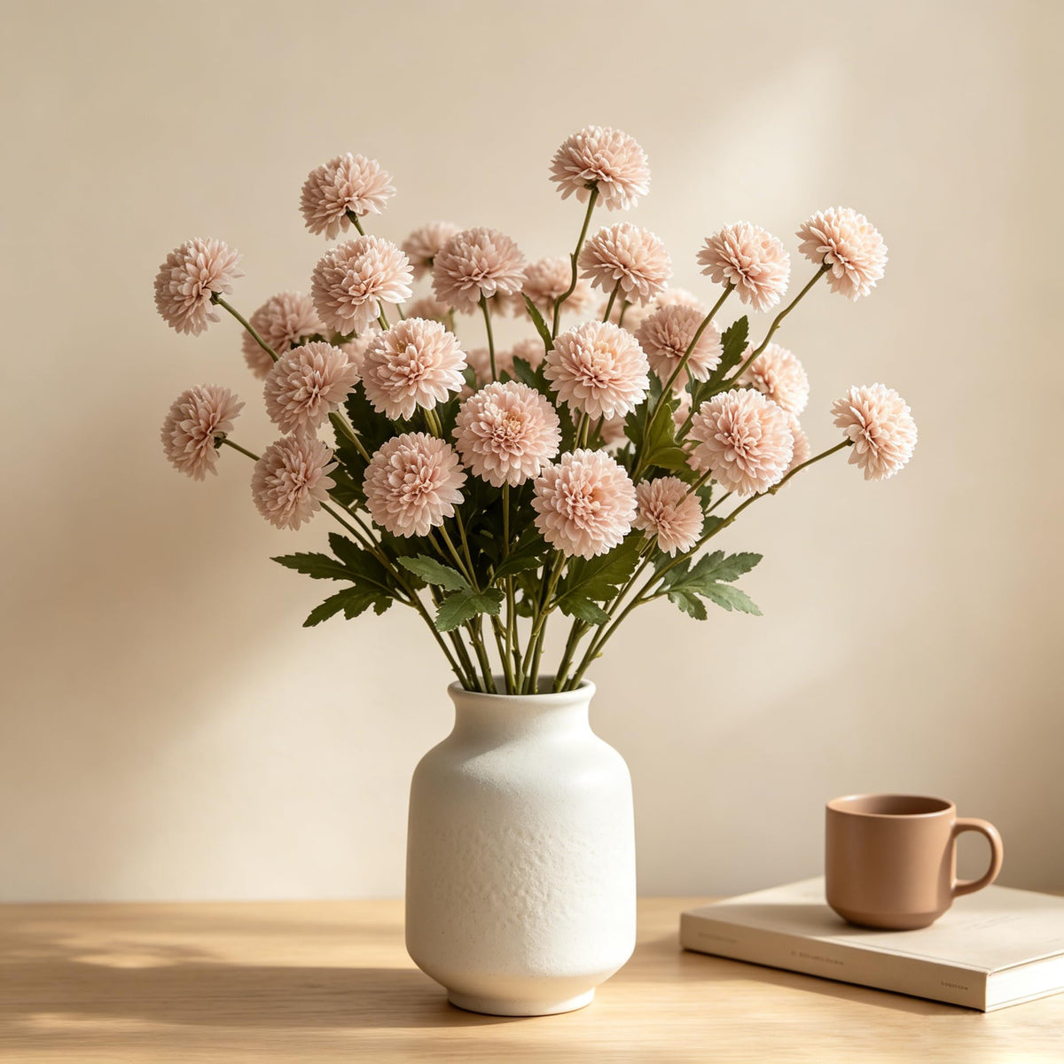 Faux Silk Chrysanthemum, Dusty Blue, 10 Pcs