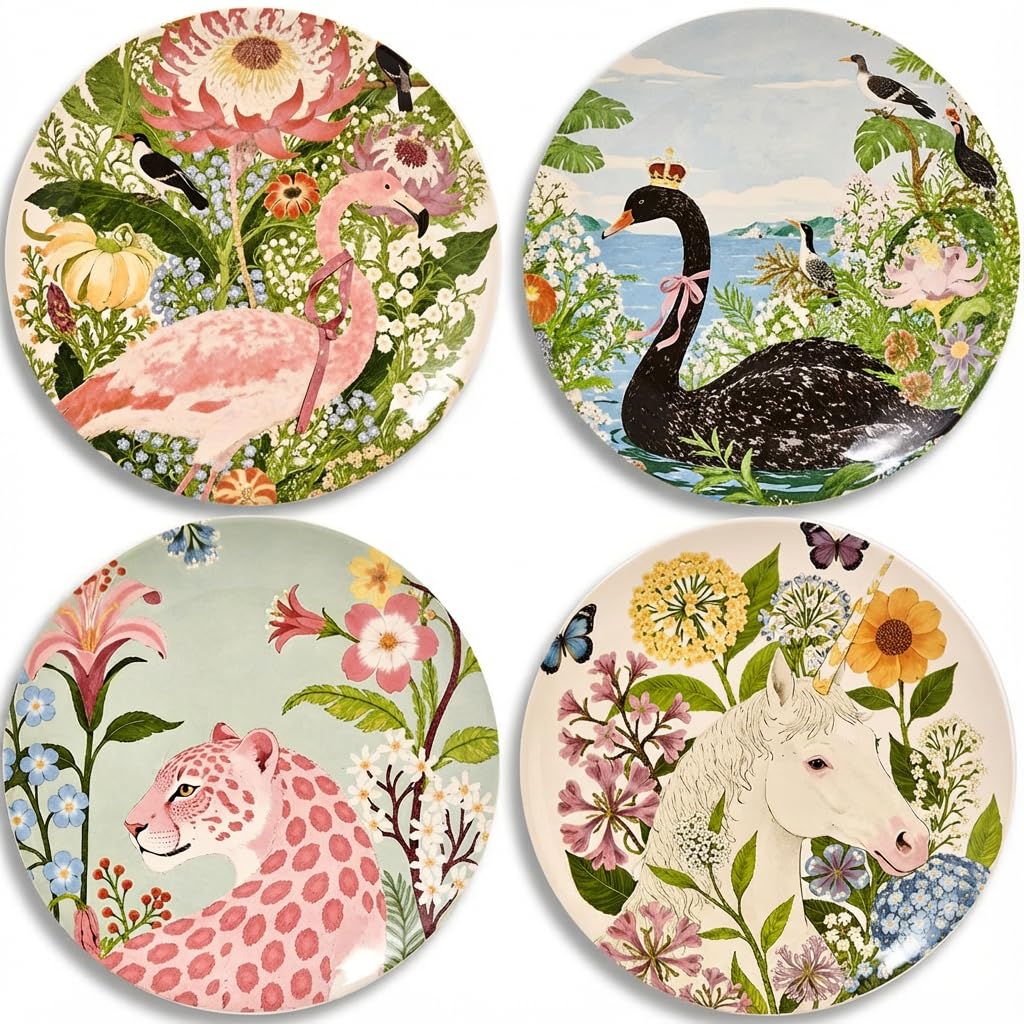 8.5 Inch Ceramic Plates Set of 4, Salad & Dessert Appetizer Plates