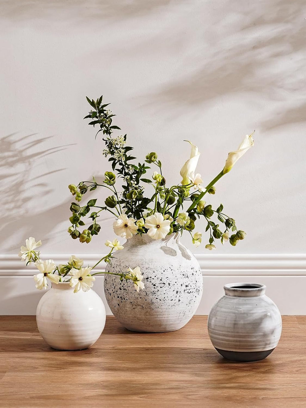 LE TAUCI Ceramic Vase, 9 Inch, Large Vase, Decorative Vase, Grey Vase