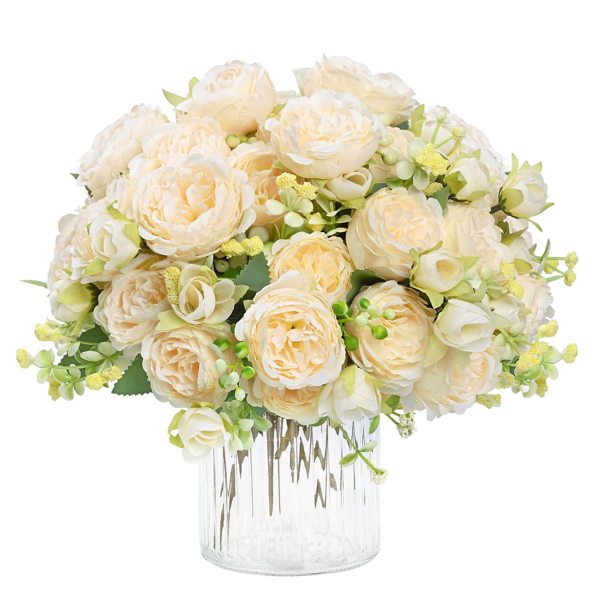 4 Packs Peonies Artificial Flowers, Pinkish-Purple Silk Artificial Peonies