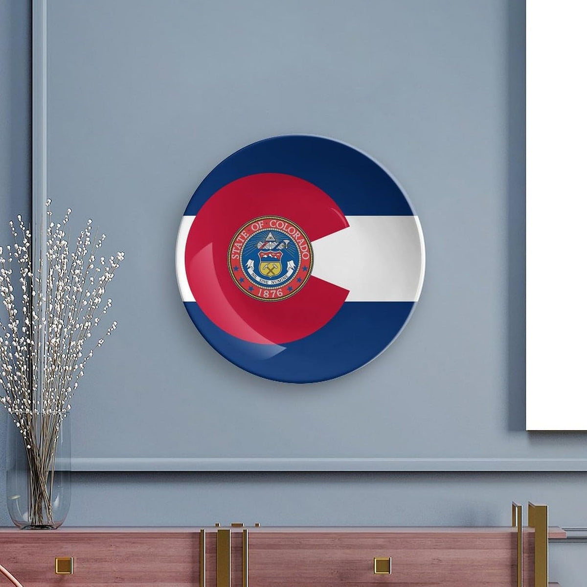 Colorado Flag Modern Decorative Plate Ceramic Ornaments 7inch