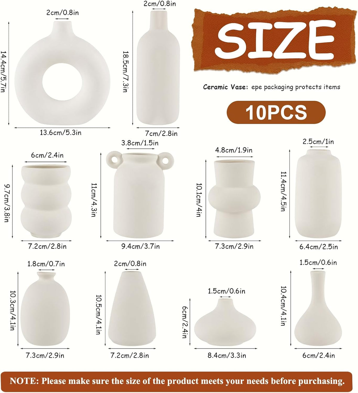 Small White Ceramic Vase Set of 10 Ceramic Bud Vases in Bulk Farmhouse Vase