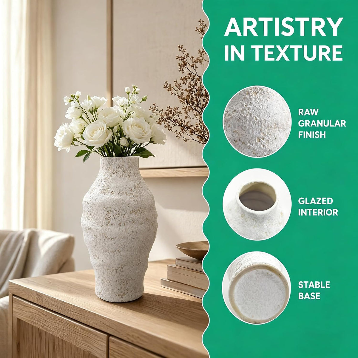 Large Ceramic Flower Vase for Home Decor Living Room Bedroom