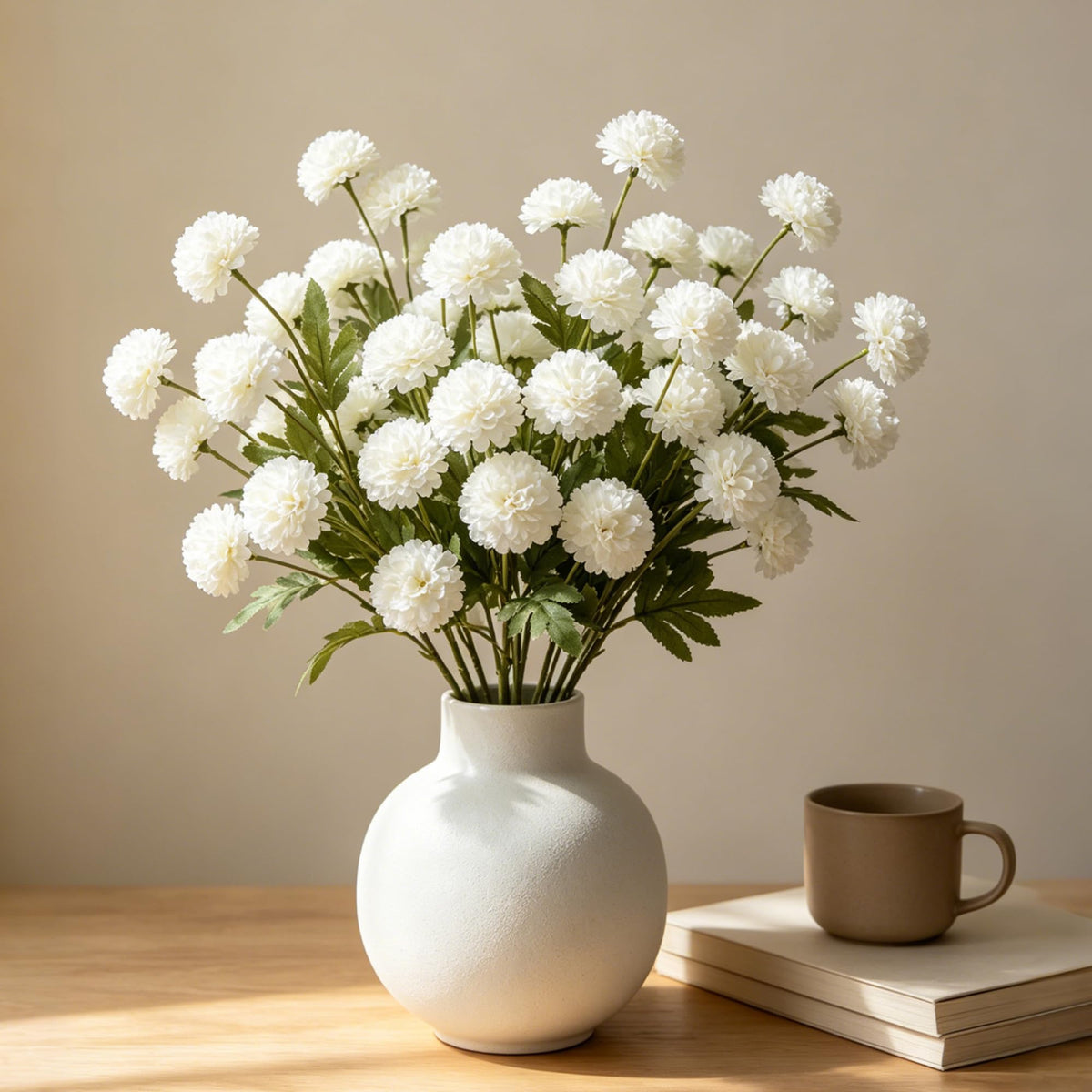 Faux Silk Chrysanthemum, Dusty Blue, 10 Pcs