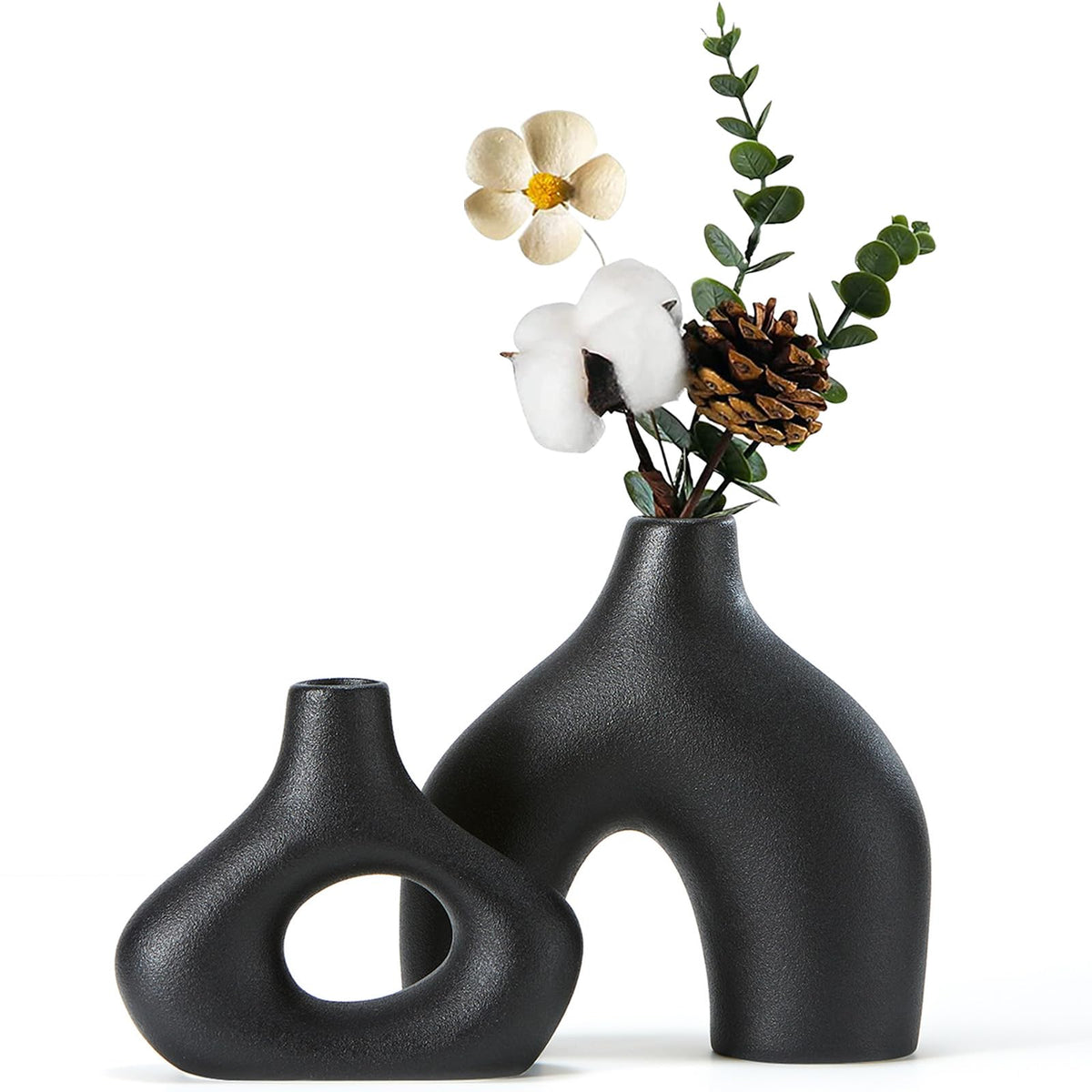 CEMABT Modern Nordic Boho Vase Set - Elegant Beige Matte Ceramic Vase for Living Room, Bookshelf, Mantel, Entryway Table & Console Decor | Home Decor Shelf Decorations Easter Gift