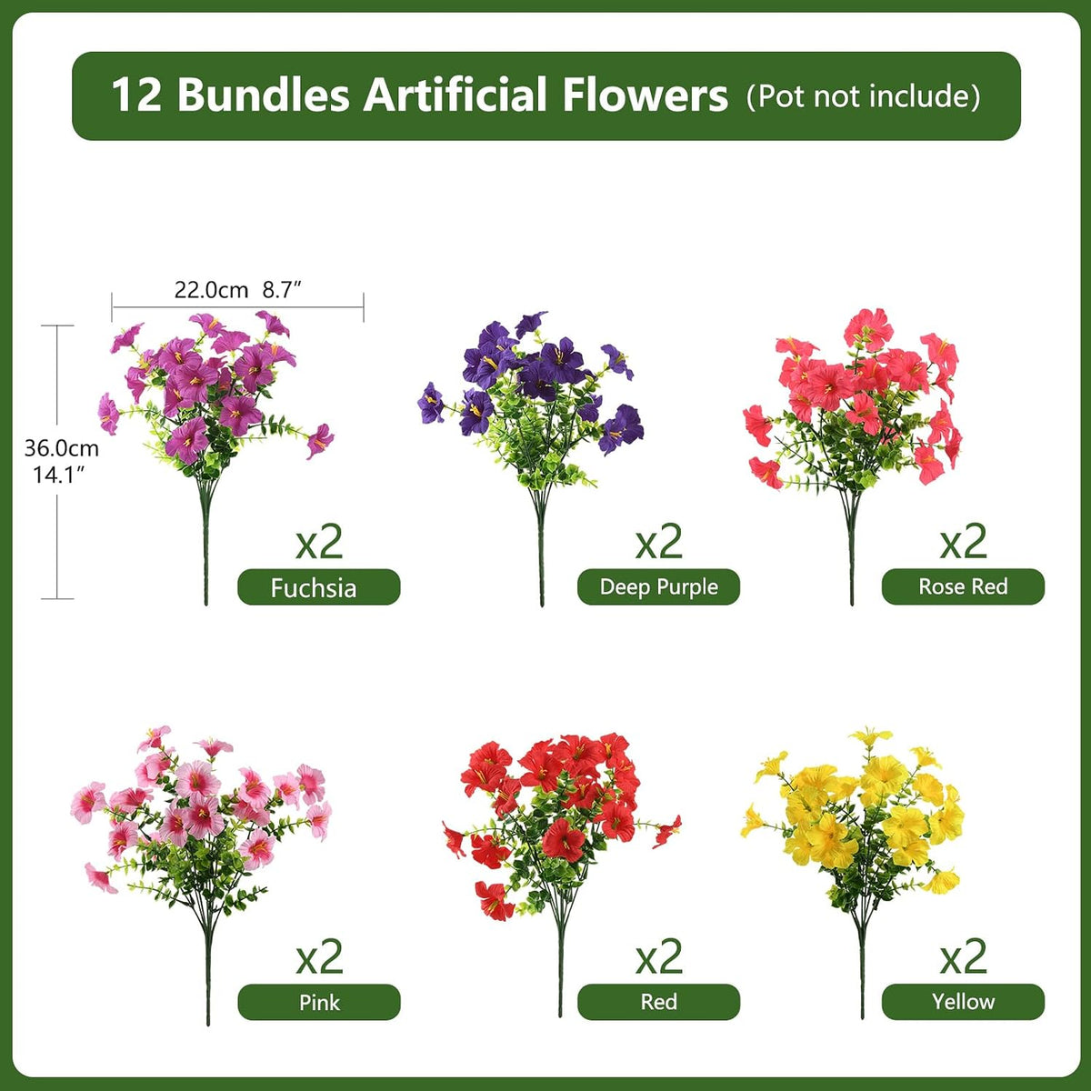 Artificial Fake Petunias Flowers for Outdoors Spring Summer Decoration