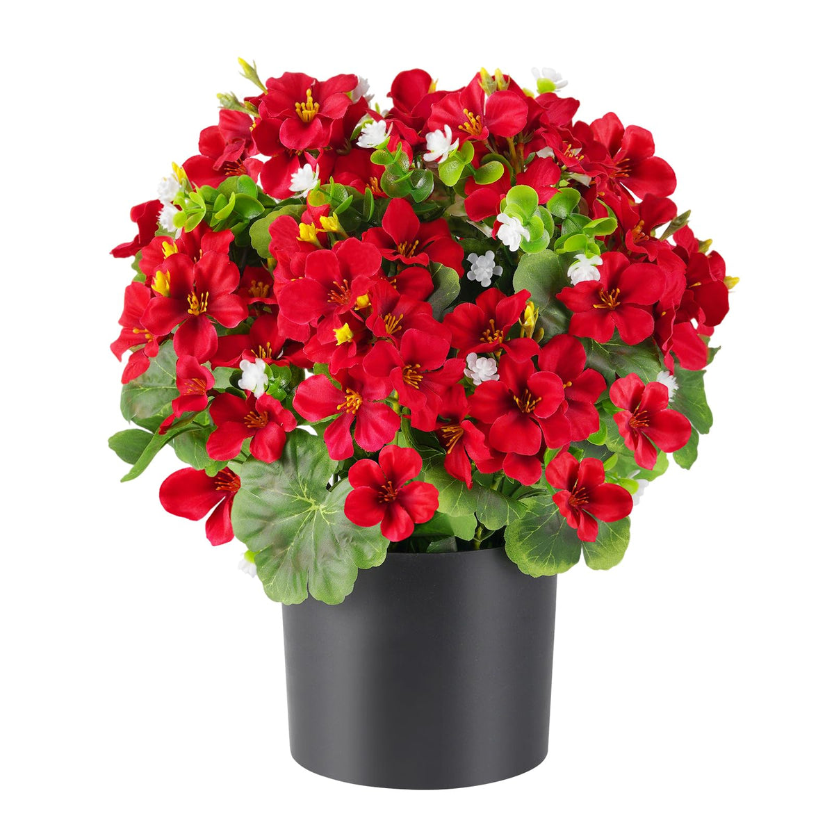 15'' Fake Plants Artificial Geranium Flower in Pot Fall Décor(Orange)