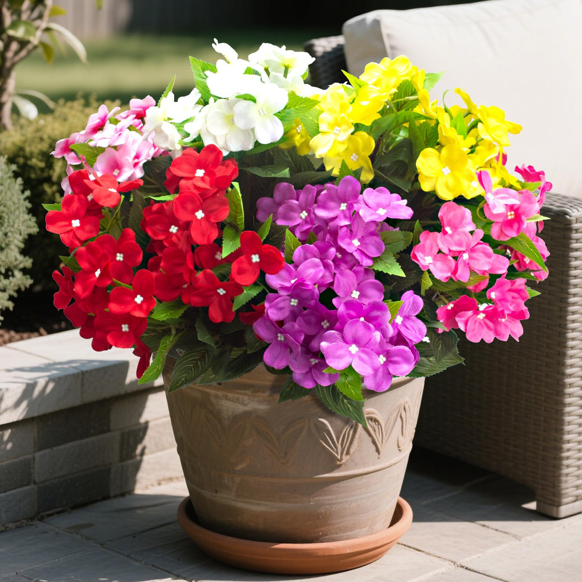 16 PCS Fall Artificial Flowers for Outdoors UV Resistant Faux Petunias