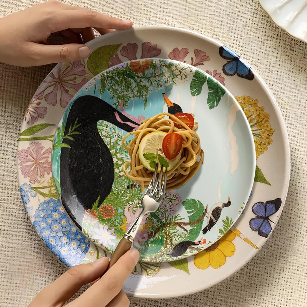 8.5 Inch Ceramic Plates Set of 4, Salad & Dessert Appetizer Plates
