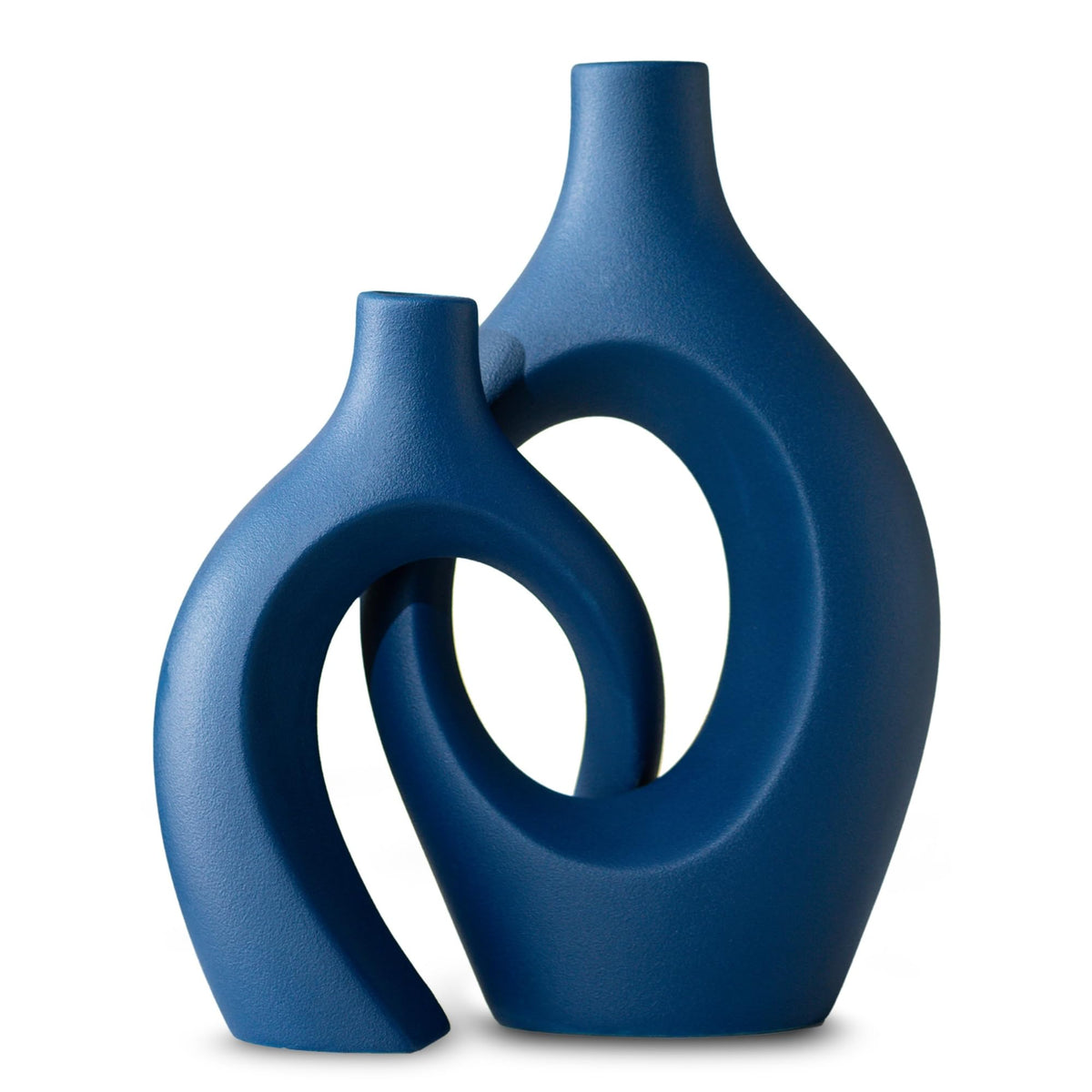Levvohd Snuggle Hollow Ceramic Vase Set of 2 Minimalist Home Table Decor