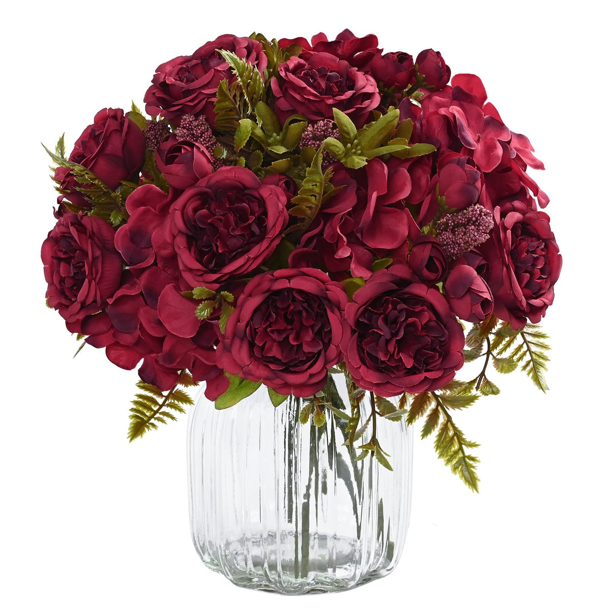 4 Packs Peonies Artificial Flowers, Pinkish-Purple Silk Artificial Peonies