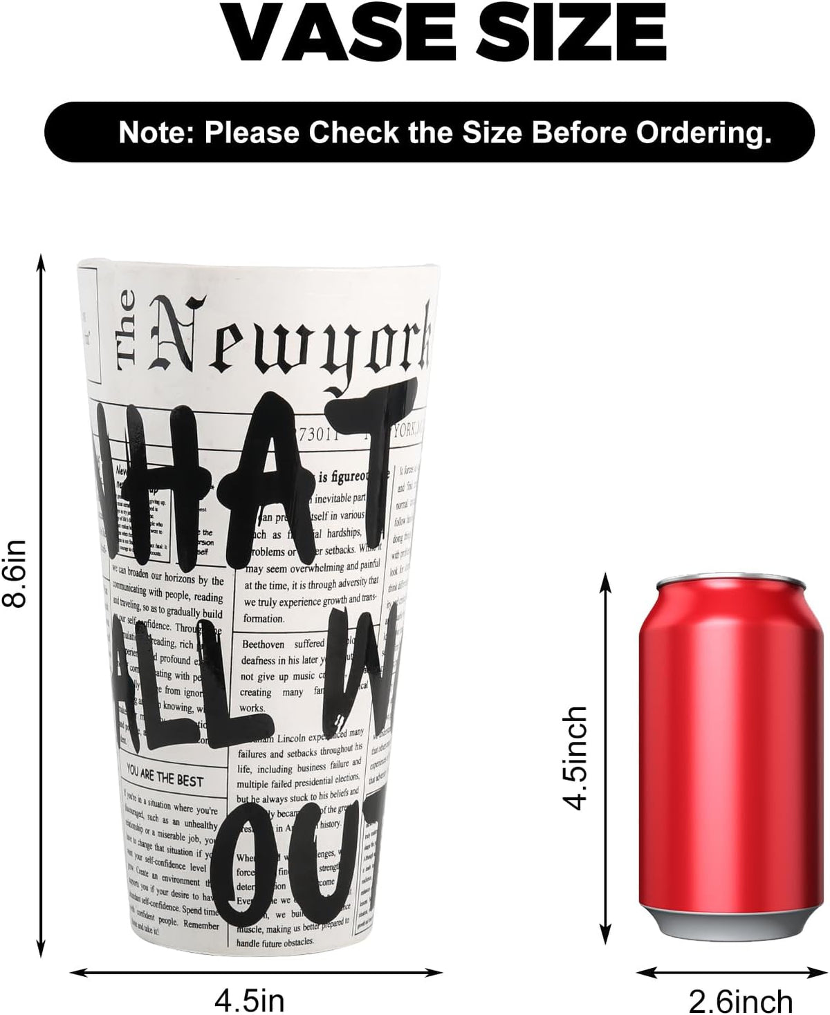 Retro Newspaper Ceramic Vase Cute Flower Vase Eclectic Home Decor