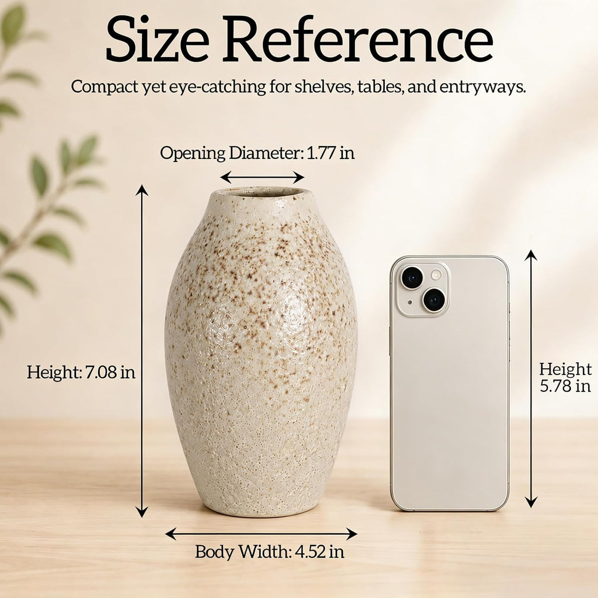 Cream Ceramic Flower Vase Speckled Bubble Glaze Home Decor
