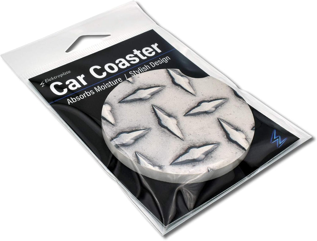 Elektroplate Steel Diamond Pattern Automotive Ceramic Coasters Set of 2