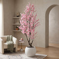 Artificial White Cherry Blossom Tree 6ft(72in) Faux Plant for Indoor Decor