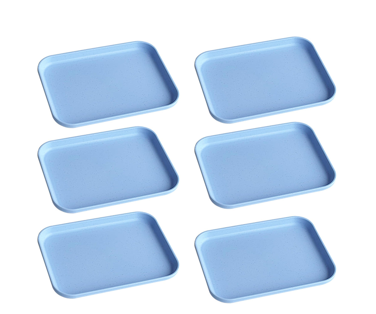 Small Tray 3 Pack, Blue 7.8 inch Wheat Straw Plastic Plates