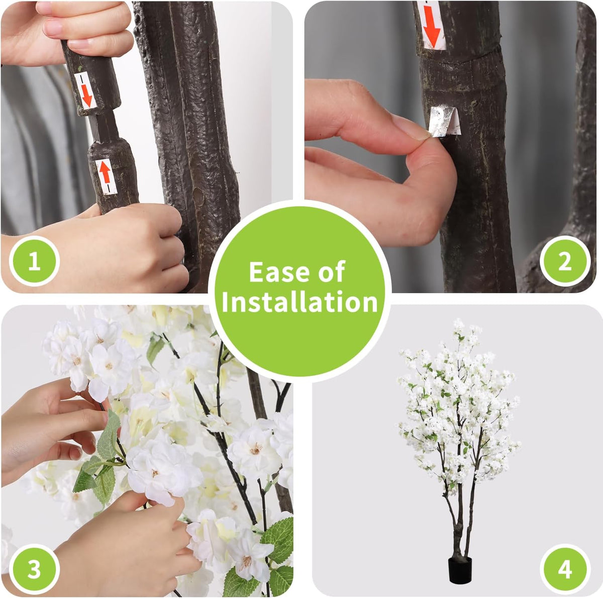 Artificial White Cherry Blossom Tree 6ft(72in) Faux Plant for Indoor Decor