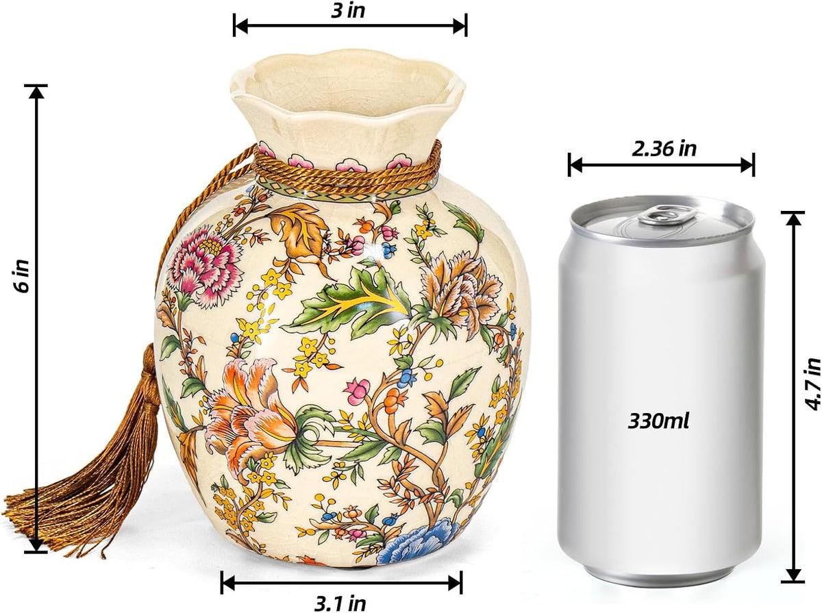 KAMMAK Colored Ceramic Vase, Beautiful Hand-Painted Decorative Vase, LZ038
