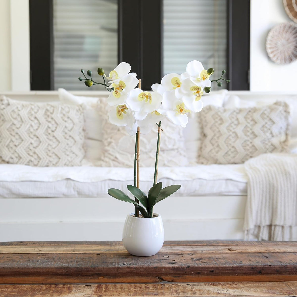 Nearly Natural 26 in Artificial Double Phalaenopsis Orchid with Vase