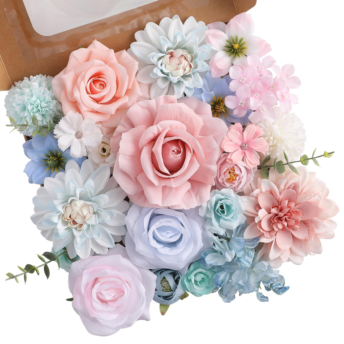 Floweroyal Artificial Flowers Combo Purple Flowers Mix Silk Flowers Dahlia Roses with Stems for DIY Wedding Bridal Bouquets, Baby Shower, Floral Arrangement, Table Centerpieces, Home Decorations.